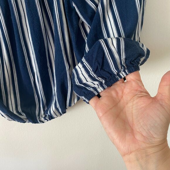 Show Me Your Mumu Revolve Lima Navy White Stripe Off Shoulder Crop Top Med - Picture 6 of 8